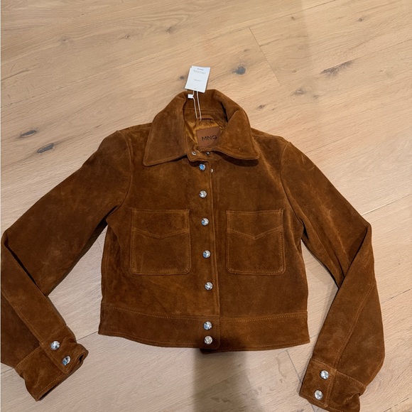 Mango NWT Brown Suede Leather Jacket - Picture 7 of 8